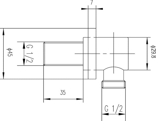 Nuie Shower Outlet Elbow Chrome (A3275) line drawing
