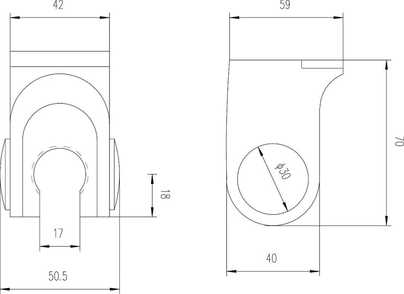 Nuie Shower Wall Bracket Chrome (A376) line drawing