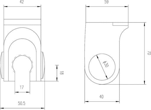 Nuie Shower Wall Bracket Chrome (A376) line drawing