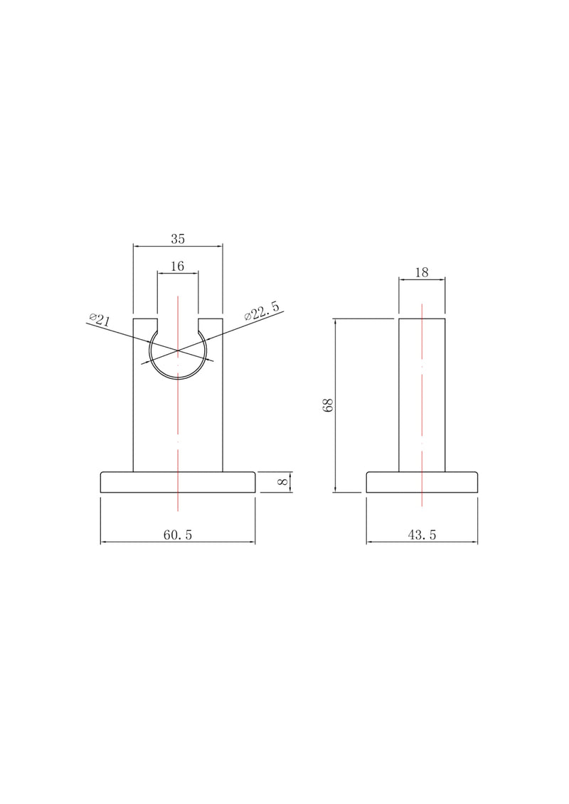 Nuie Shower Wall Bracket Chrome (A3794) line drawing