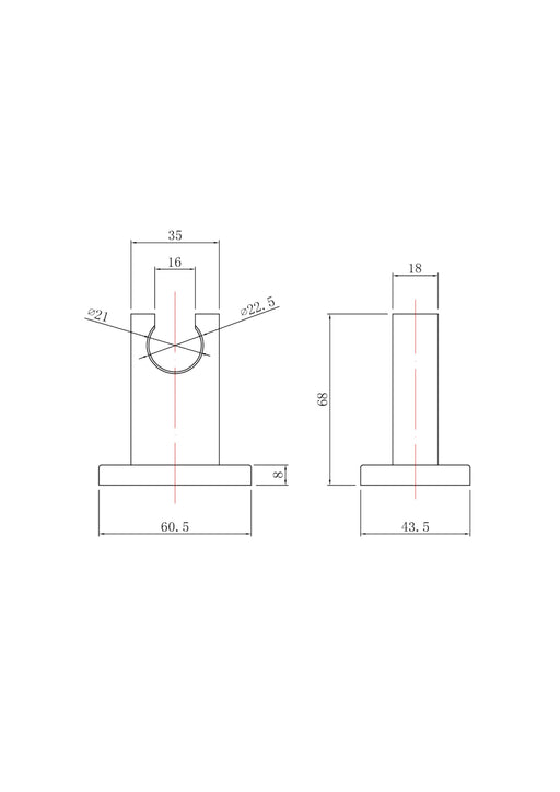 Nuie Shower Wall Bracket Chrome (A3794) line drawing
