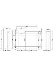 Nuie Sienna Furniture Pack Gloss White (SIE002) line drawing