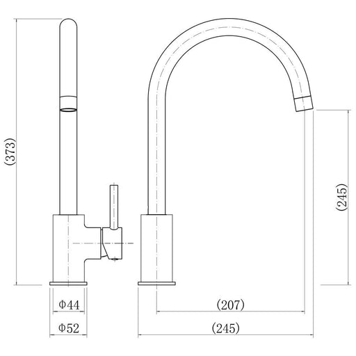 Nuie Single Lever Kitchen Tap Chrome (KAN305SL) line drawing