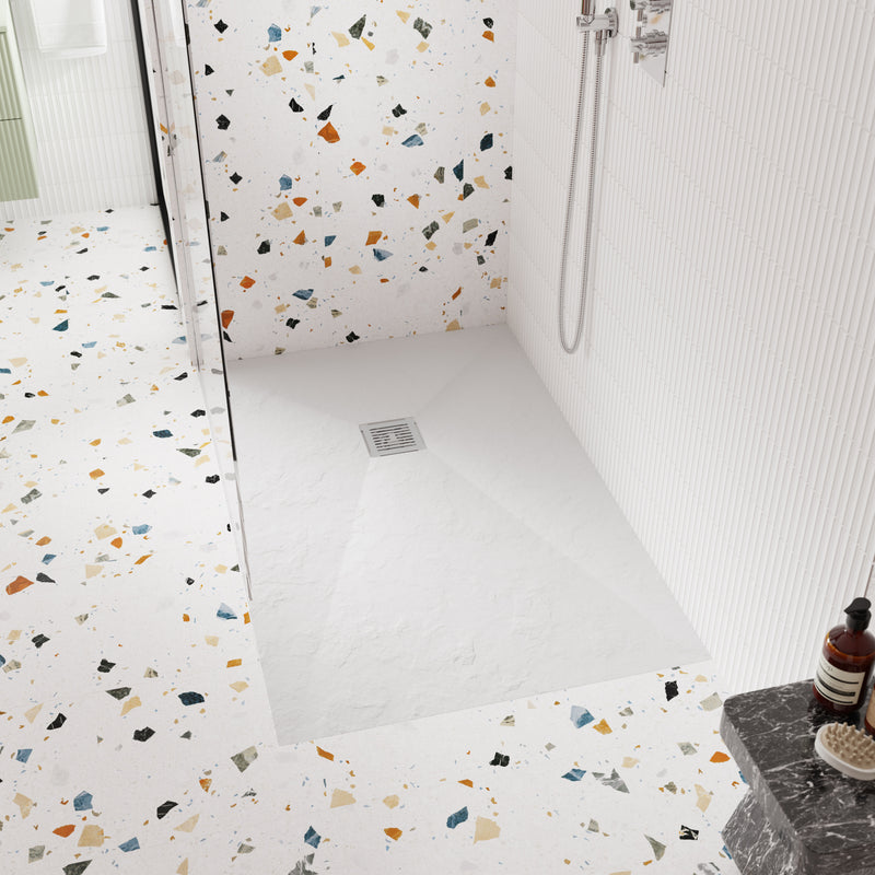 Nuie Slimline Rectangular Shower Tray in a contemporary bathroom