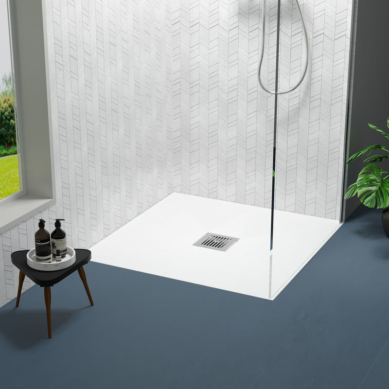 Nuie Slimline Square Shower Tray in a contemporary bathroom