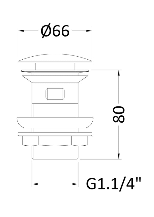 Nuie Slotted Push Button Basin Waste Chrome (EK303) line drawing