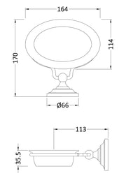 Nuie Soap Dish White & Chrome (LH303) line drawing