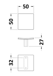 Nuie Square Dished Furniture Knob line drawing