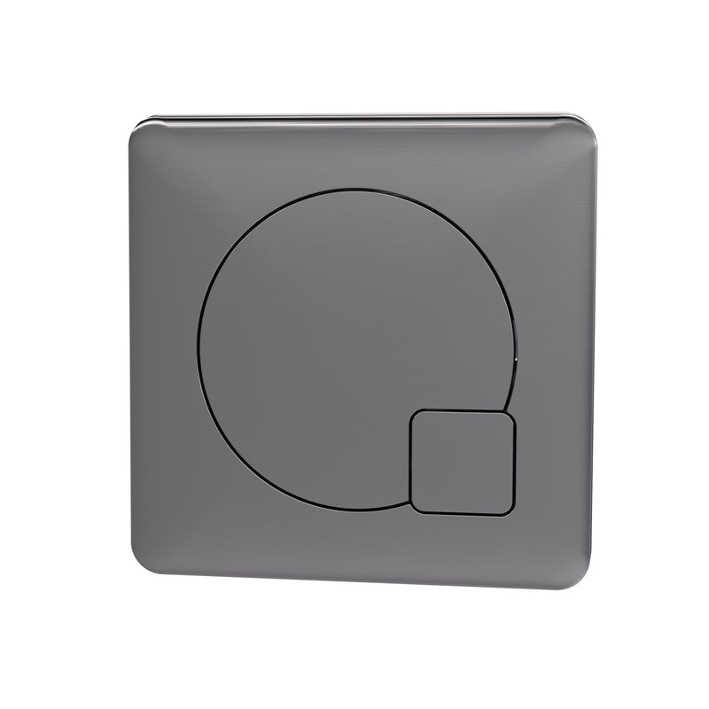 Nuie Square Dual Flush Push Button in Brushed Pewter (MDPB07)