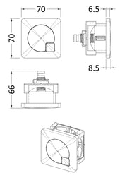 Nuie Square Dual Flush Push Button line drawing