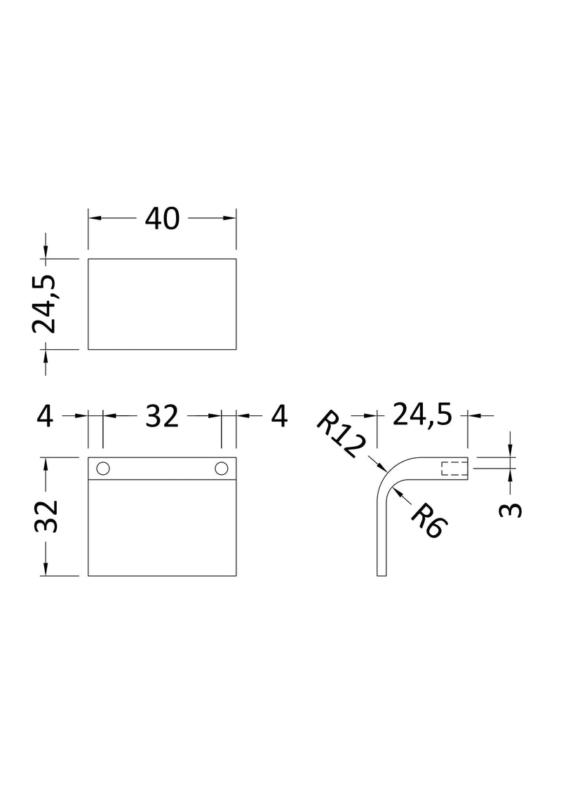Nuie Square Furniture Knob line drawing