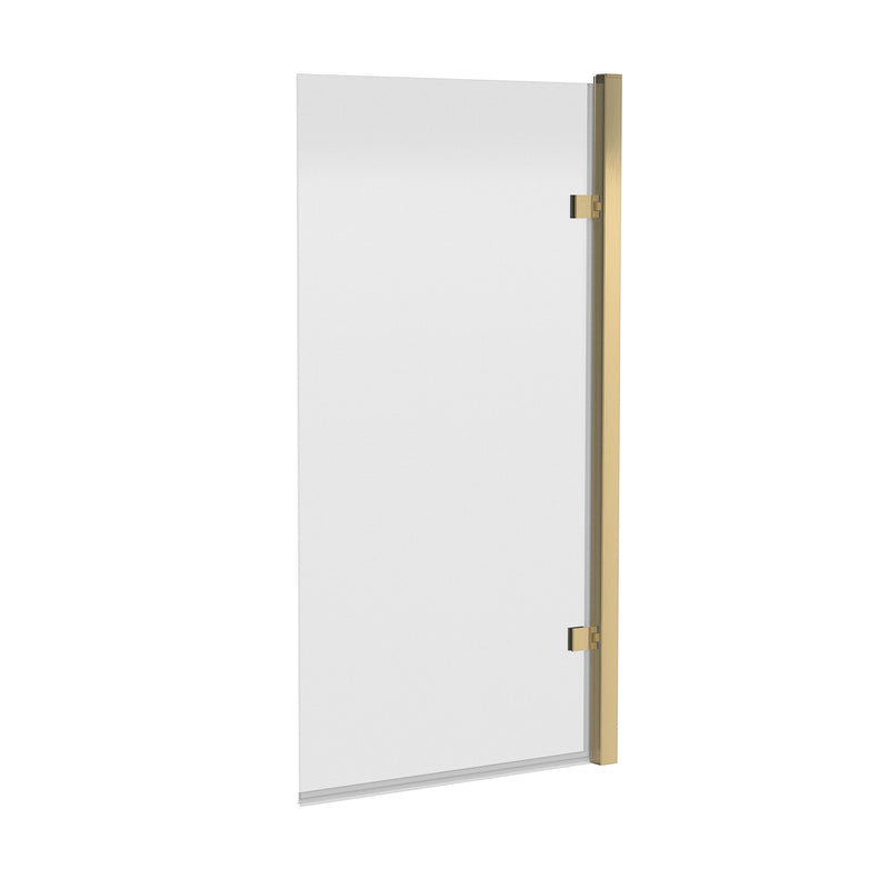 Nuie 8mm Luxe Square Hinged Bath Screen - Brushed Brass