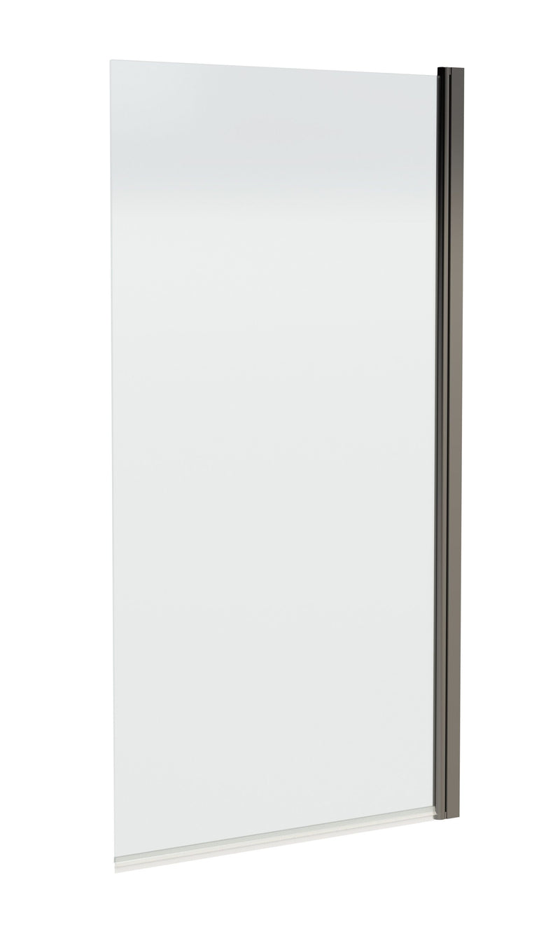 Nuie Square Top Hinged Bath Screen - Brushed Pewter