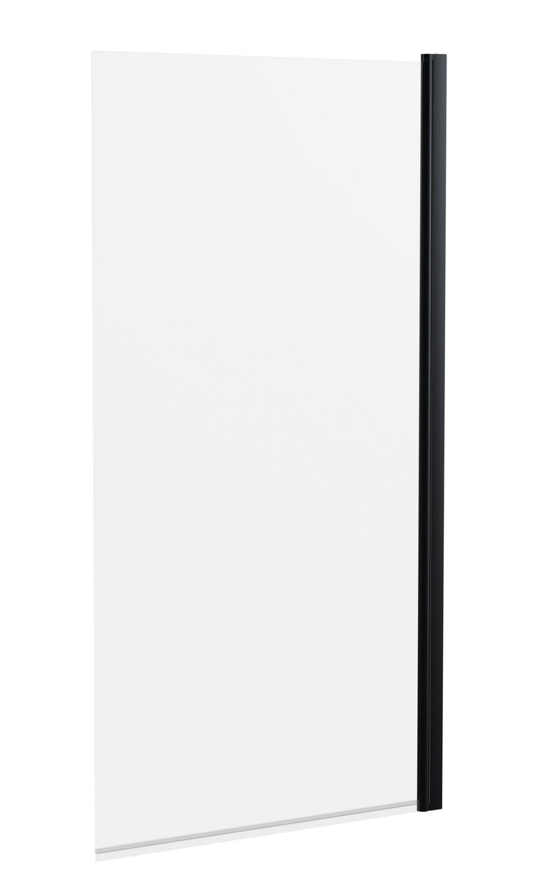 Nuie Square Top Hinged Bath Screen - Matt Black