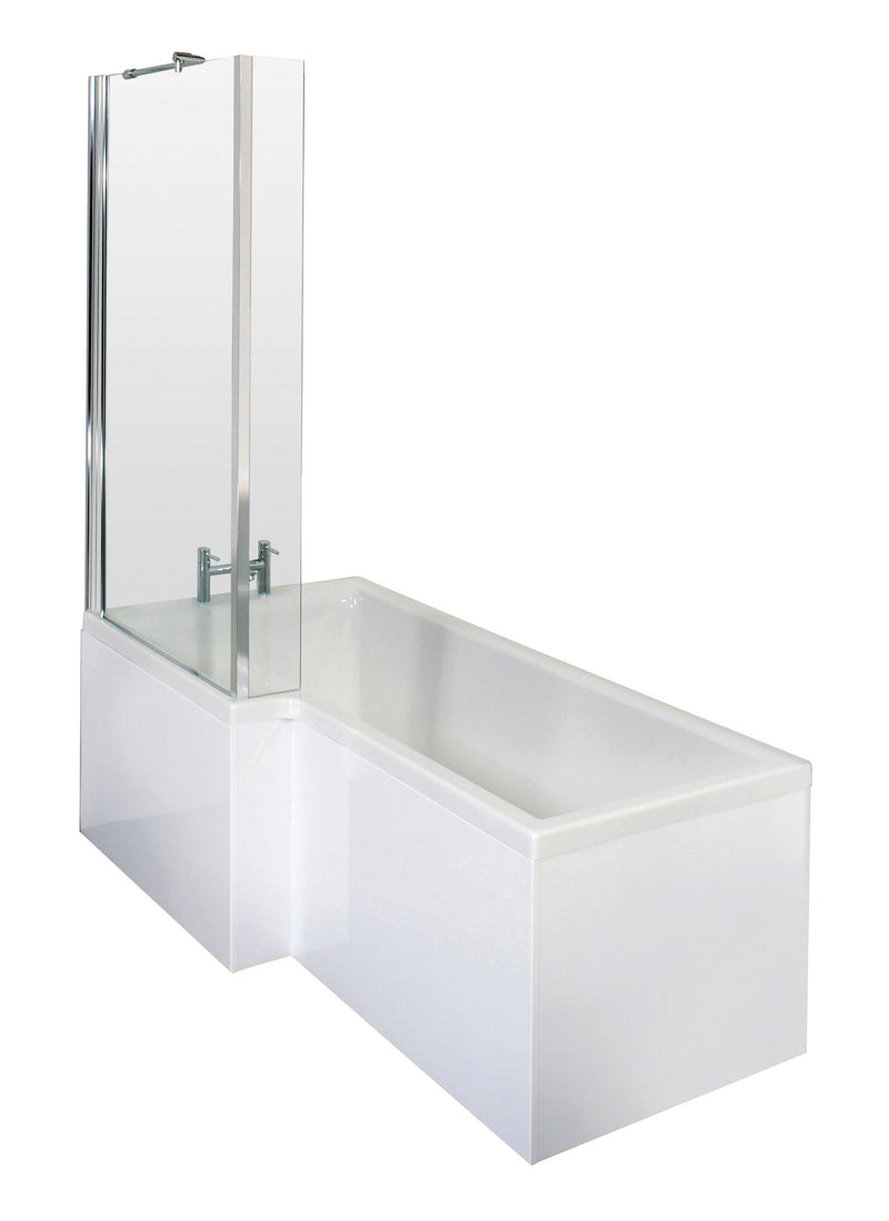Nuie Square Shower Bath Set with Screen, Panel & Legs (All Sizes) in 1500mm Left Hand (SBATH28)