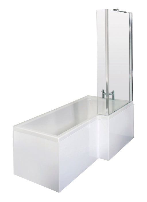Nuie Square Shower Bath Set with Screen, Panel & Legs (All Sizes) in 1500mm Right Hand (SBATH29)