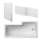 Nuie Square Shower Bath Set with Screen, Panel & Legs (All Sizes) in 1600mm Left Hand (SBATH13)