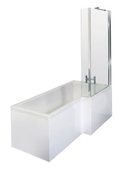 Nuie Square Shower Bath Set with Screen, Panel & Legs (All Sizes) in 1700mm Right Hand (SBATH06)