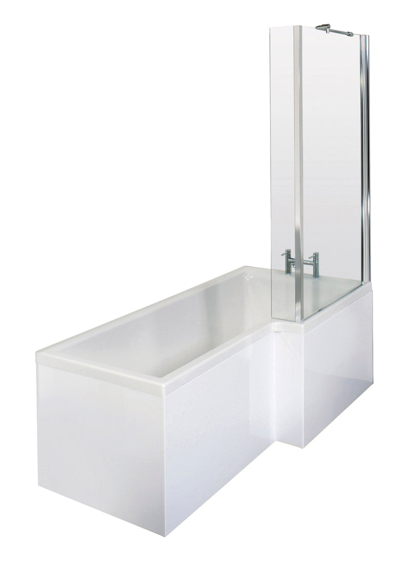 Nuie Square Shower Bath Set with Screen, Panel & Legs (All Sizes) in 1700mm Right Hand (SBATH06)
