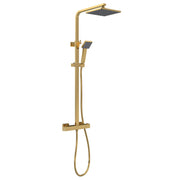 Nuie Square Thermostatic Bar Shower Valve with Riser Kit in Brushed Brass (JTY886)