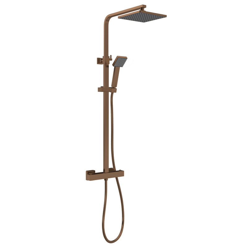 Nuie Square Thermostatic Bar Shower Valve with Riser Kit in Brushed Bronze (JTY1586)