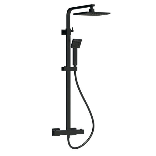 Nuie Square Thermostatic Bar Shower Valve with Riser Kit in Matt Black (JTY486)