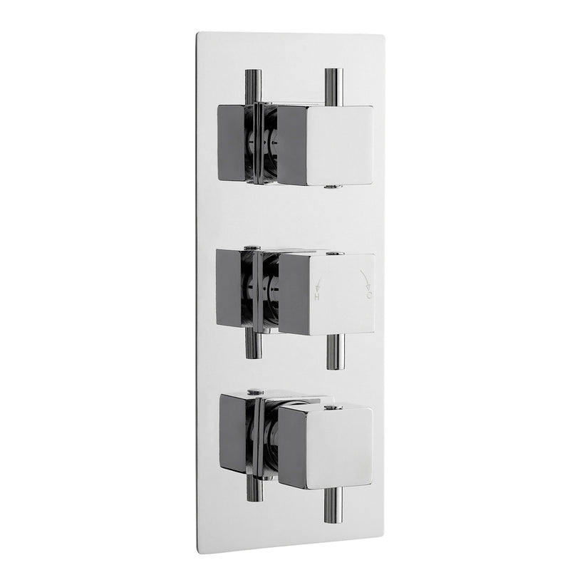 Nuie Square Triple Concealed Thermostatic Shower Valve (2 Outlet) Chrome (JTY303)