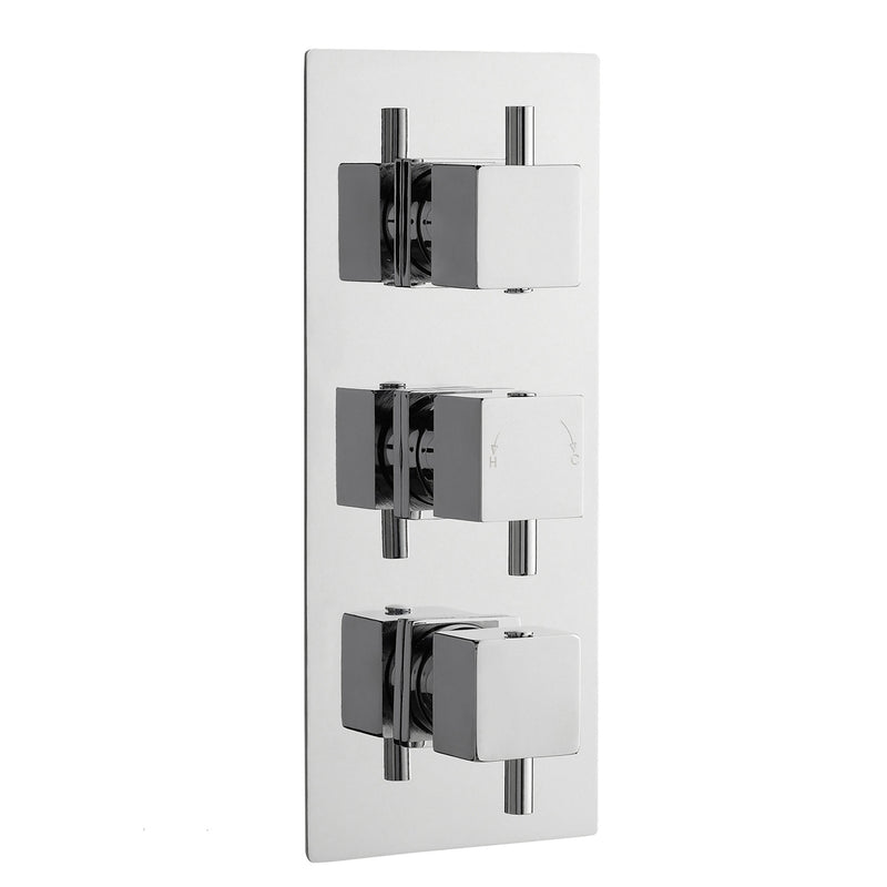 Nuie Square Triple Concealed Thermostatic Shower Valve with Diverter (3 Outlet) Chrome (JTY311)