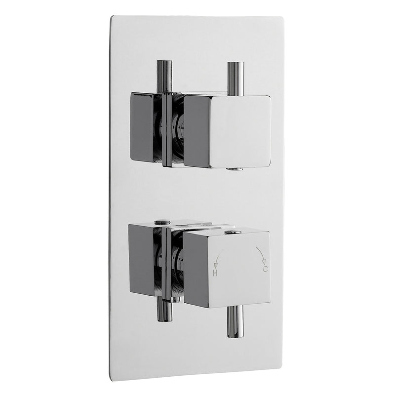 Nuie Square Twin Concealed Thermostatic Shower Valve with Diverter (2 Outlet) Chrome (JTY302)
