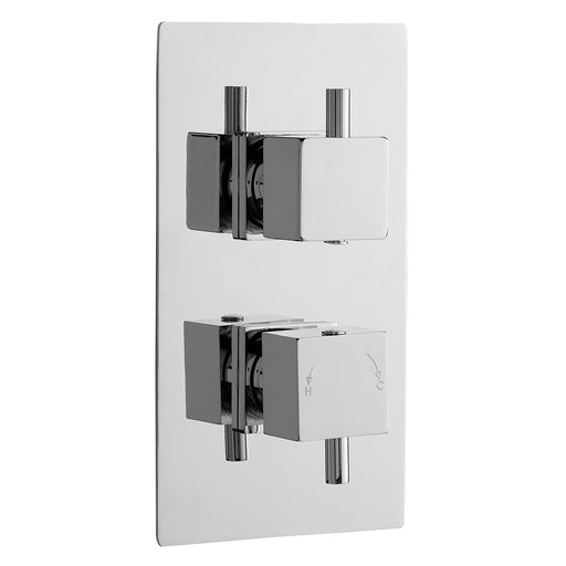 Nuie Square Twin Concealed Thermostatic Shower Valve with Diverter (2 Outlet) Chrome (JTY302)