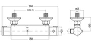 Nuie Thermostatic Bar Shower Valve Chrome (VBS001) line drawing