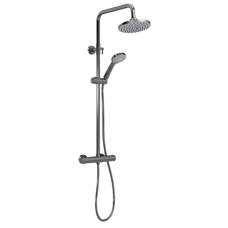 Nuie Thermostatic Bar Shower Valve with Riser Kit in Brushed Pewter (JTY775)