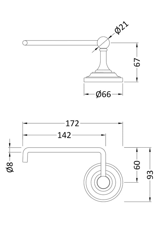 Nuie Toilet Roll Holder Chrome (LH317) line drawing