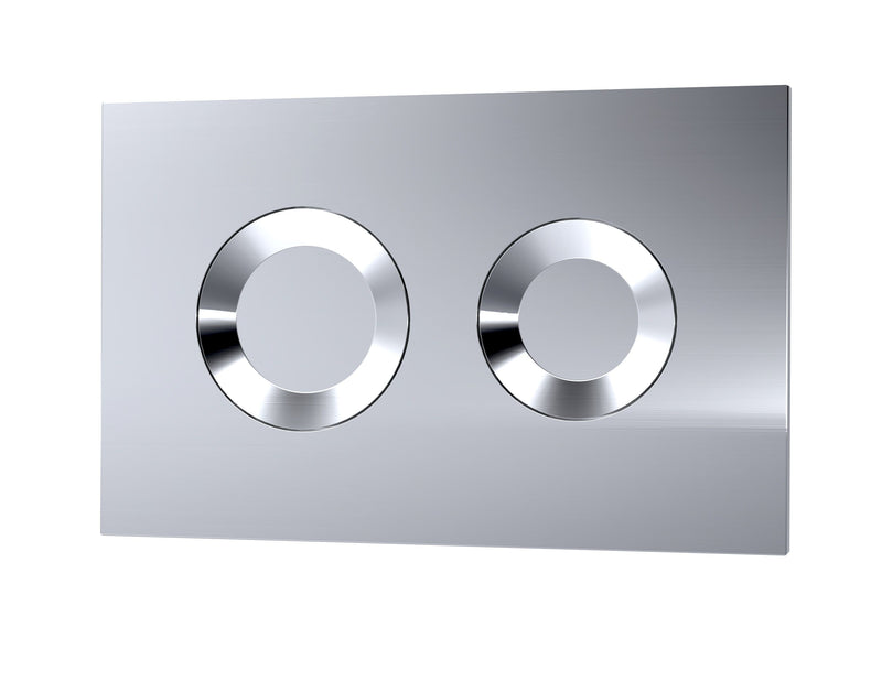 Nuie chrome round dual flush plate detail view