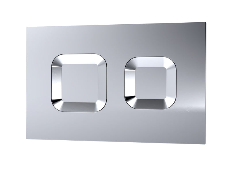 Nuie chrome square dual flush plate detail view