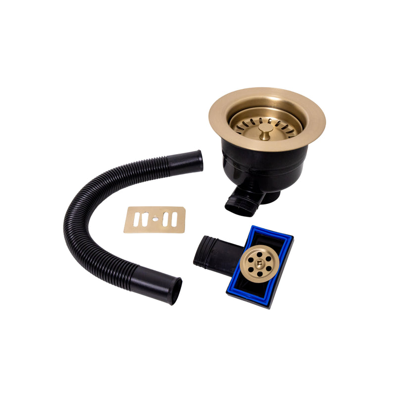 Nuie Top Fix Basket Strainer Kitchen Sink Waste with Overflow (Deep) in Brushed Brass (PDT-000737)