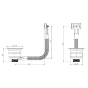 Nuie Top Fix Basket Strainer Kitchen Sink Waste with Overflow (Deep) line drawing