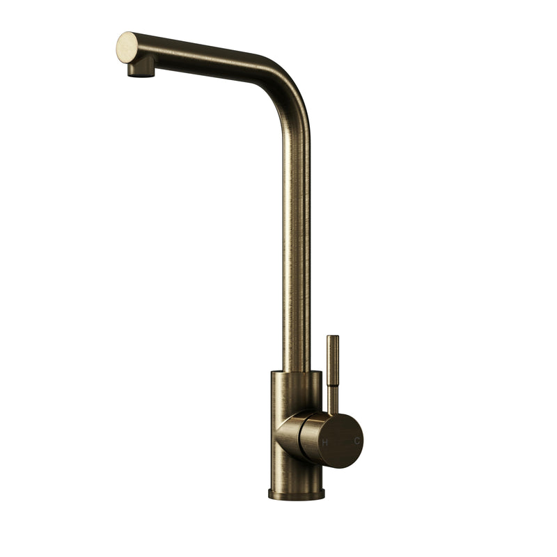 Nuie Top Fix L-Neck Kitchen Tap in Antique Brass (PDT-001334)