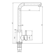 Nuie Top Fix L-Neck Kitchen Tap line drawing