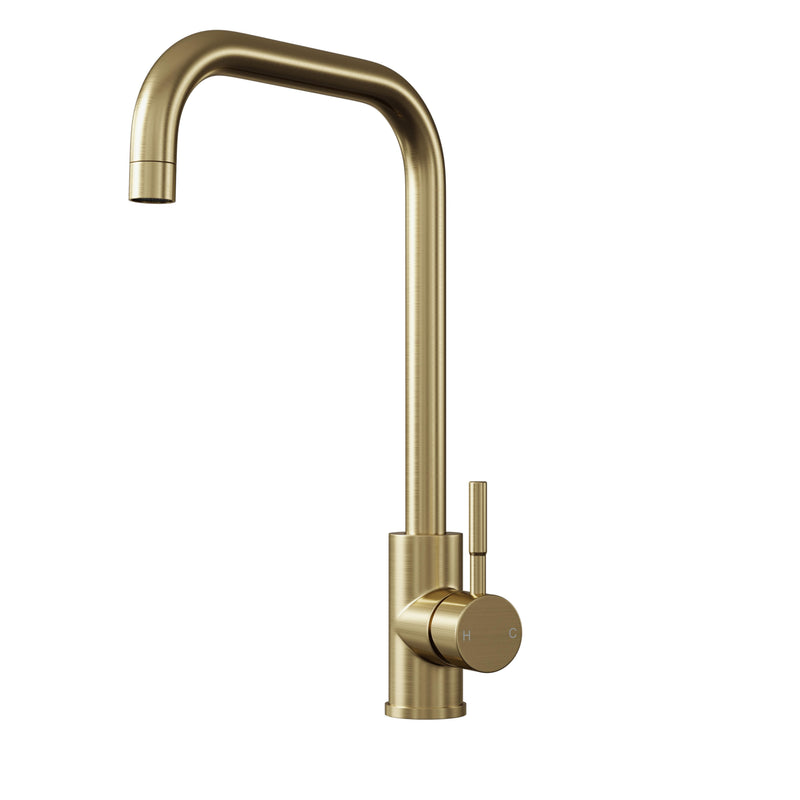 Nuie Top Fix Square Kitchen Tap in Brushed Brass (PDT-001327)