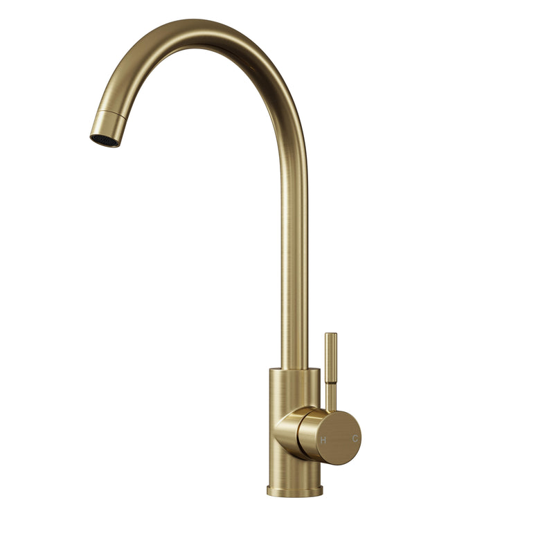 Nuie Top Fix Swan Kitchen Tap in Brushed Brass (PDT-001312)
