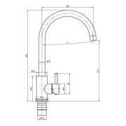 Nuie Top Fix Swan Kitchen Tap line drawing