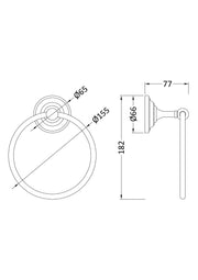 Nuie Towel Ring Chrome (LH302) line drawing