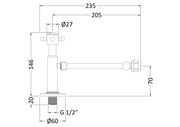 Nuie Traditional Cistern Cut-Off Valve Chrome (FA315) line drawing