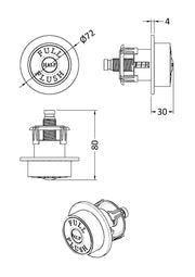 Nuie Traditional Dual Flush Push Button line drawing