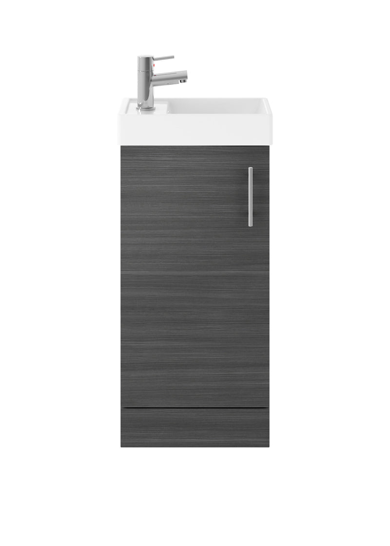 Nuie Vault 400mm floor standing 1 door compact vanity unit with basin in Anthracite