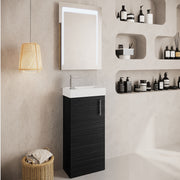 Nuie Vault 400mm floor standing vanity unit in Charcoal Black - bathroom lifestyle setting