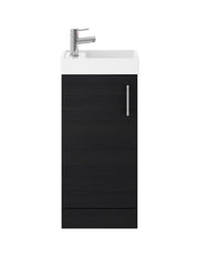 Nuie Vault 400mm floor standing 1 door compact vanity unit with basin in Charcoal Black
