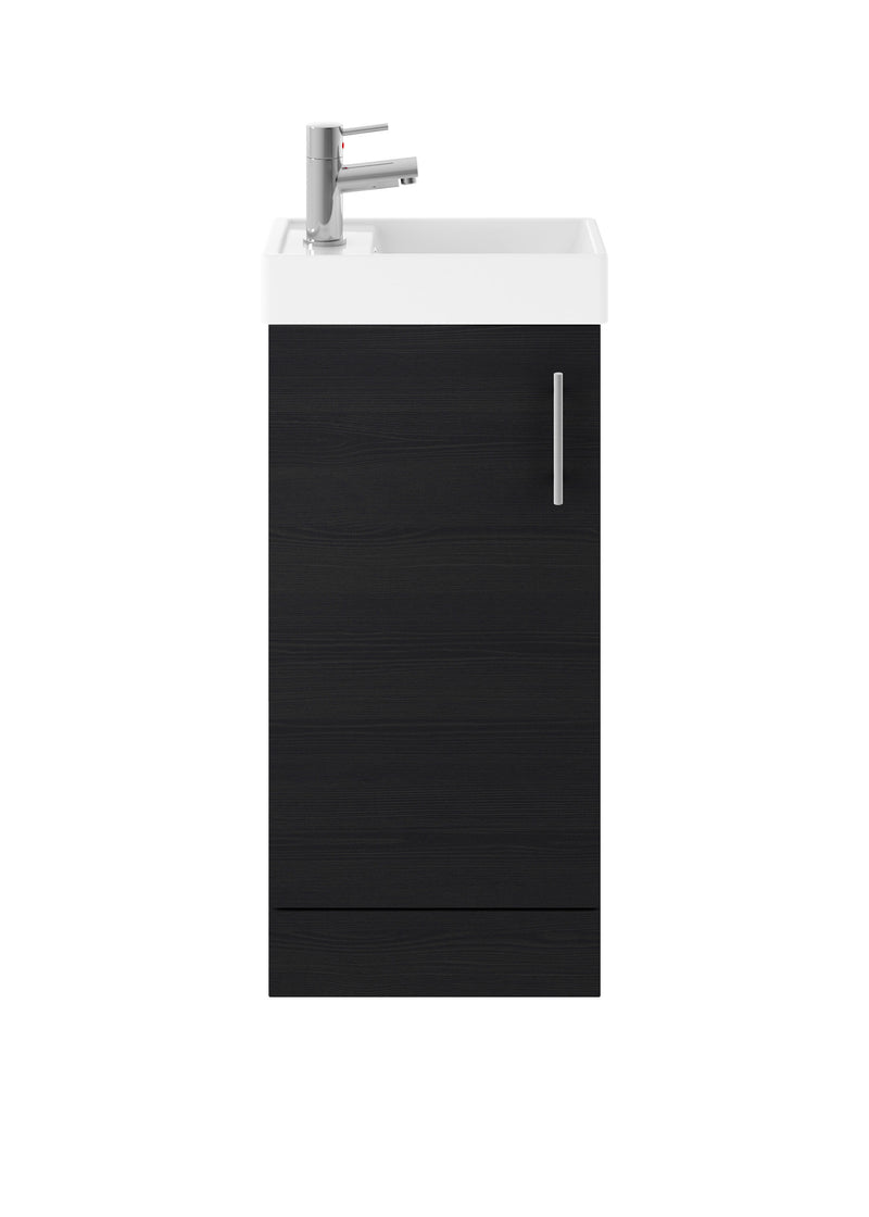 Nuie Vault 400mm floor standing 1 door compact vanity unit with basin in Charcoal Black