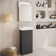 Nuie Vault 400mm floor standing vanity unit in Gloss Grey - bathroom lifestyle setting